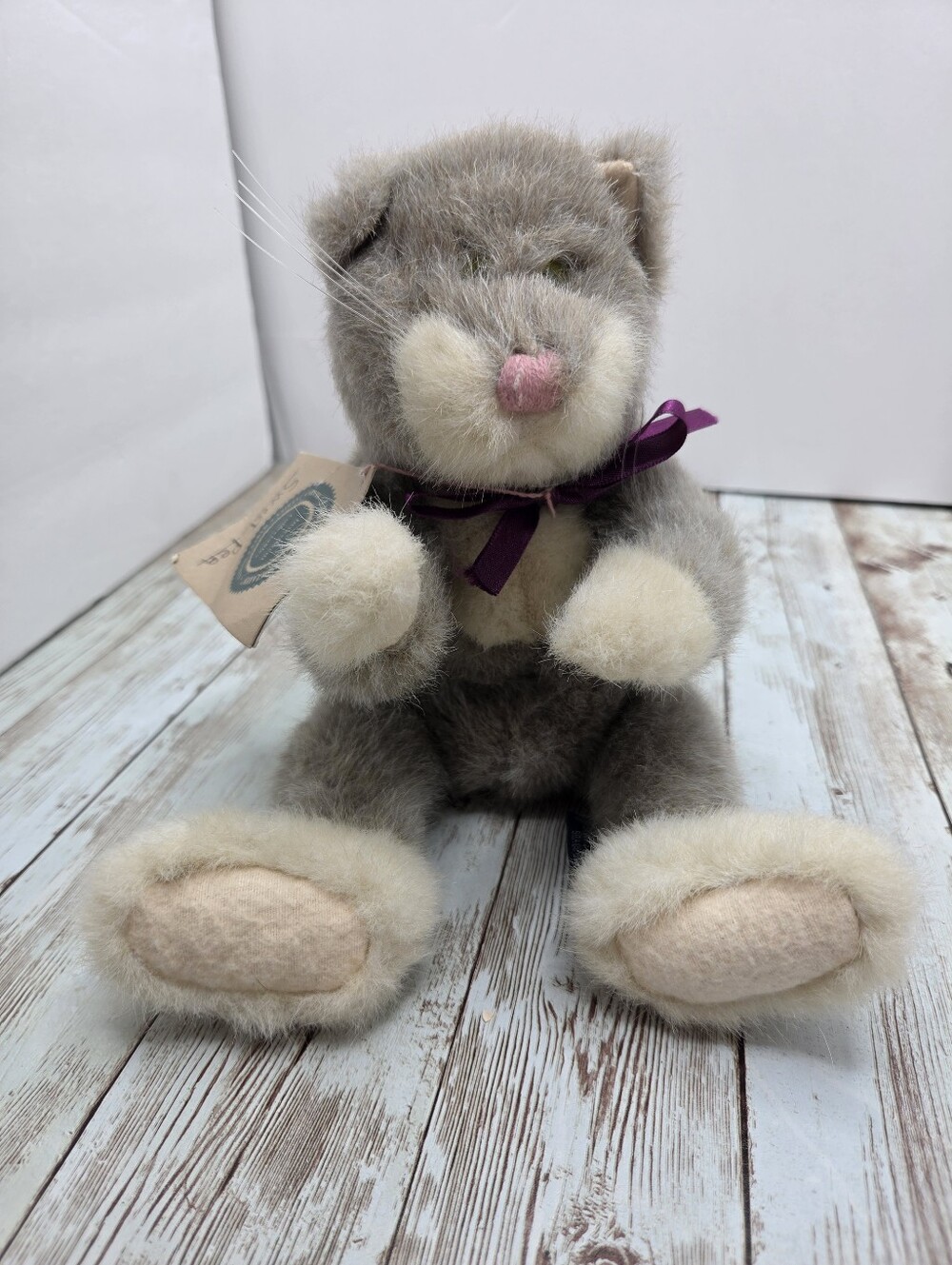 🐱 Vintage Boyds Bear Sweet Pea Grey Kitty Cat Plush J.B. Bean NWT 8" 💜